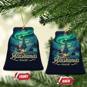 Xmas In Alaska Christmas Ornament Alaskamas Magic Aurora Santa TS09 Bell Flake Navy Print Your Wear