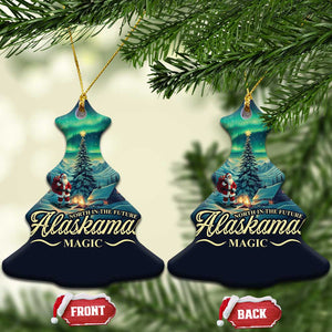 Xmas In Alaska Christmas Ornament Alaskamas Magic Aurora Santa TS09 Christmas Tree Navy Print Your Wear