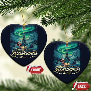 Xmas In Alaska Christmas Ornament Alaskamas Magic Aurora Santa TS09 Heart Navy Print Your Wear