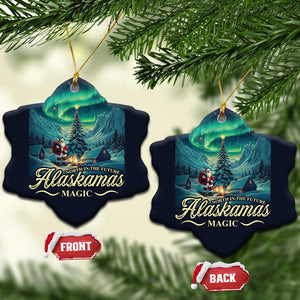 Xmas In Alaska Christmas Ornament Alaskamas Magic Aurora Santa TS09 Snow Flake Navy Print Your Wear