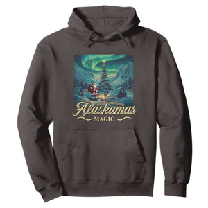 Xmas In Alaska Hoodie Alaskamas Magic Aurora Santa TS09 Dark Chocolate Print Your Wear