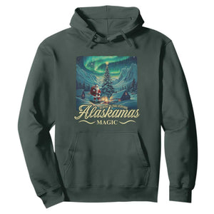 Xmas In Alaska Hoodie Alaskamas Magic Aurora Santa TS09 Dark Forest Green Print Your Wear