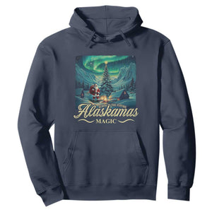 Xmas In Alaska Hoodie Alaskamas Magic Aurora Santa TS09 Navy Print Your Wear