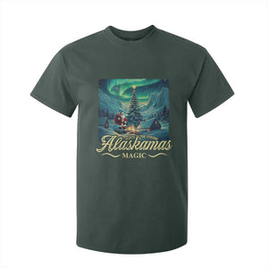 Xmas In Alaska T Shirt For Kid Alaskamas Magic Aurora Santa TS09 Dark Forest Green Print Your Wear