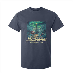 Xmas In Alaska T Shirt For Kid Alaskamas Magic Aurora Santa TS09 Navy Print Your Wear