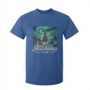 Xmas In Alaska T Shirt For Kid Alaskamas Magic Aurora Santa TS09 Royal Blue Print Your Wear