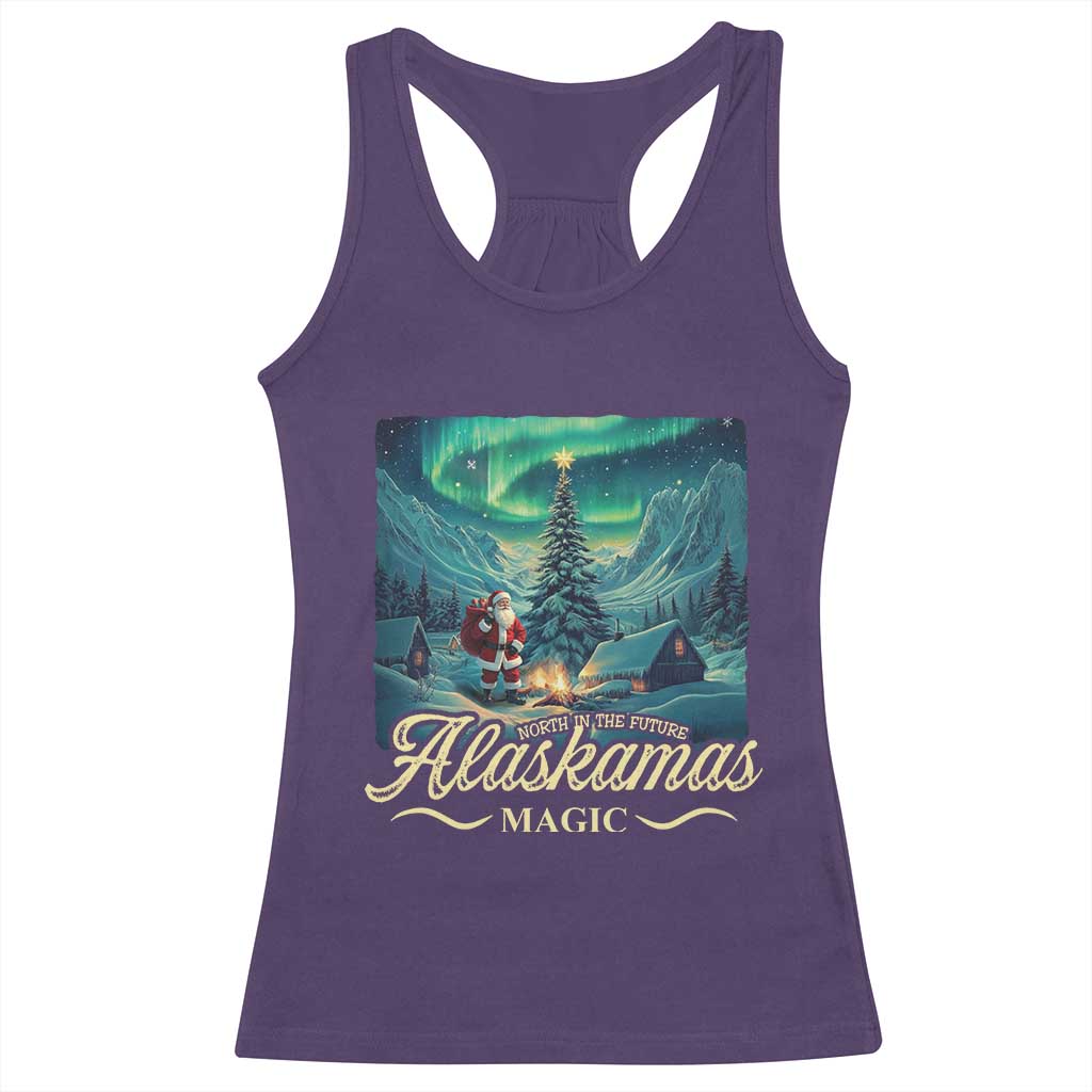 Xmas In Alaska Racerback Tank Top Alaskamas Magic Aurora Santa TS09 Purple Print Your Wear