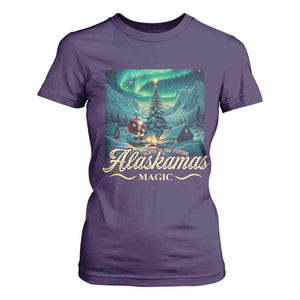 Xmas In Alaska T Shirt For Women Alaskamas Magic Aurora Santa TS09 Purple Print Your Wear