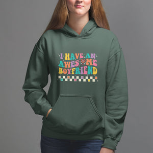 Valentine's Day Hoodie I Have An Awesome Boyfriend Ugly Heart Retro Groovy TS09 Dark Forest Green Printyourwear