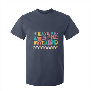 Valentine's Day T Shirt For Kid I Have An Awesome Boyfriend Ugly Heart Retro Groovy TS09 Navy Print Your Wear