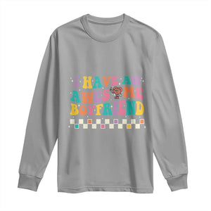 Valentine's Day Long Sleeve Shirt I Have An Awesome Boyfriend Ugly Heart Retro Groovy TS09 Sport Gray Print Your Wear