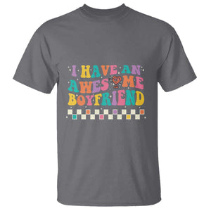 Valentine's Day T Shirt I Have An Awesome Boyfriend Ugly Heart Retro Groovy TS09 Charcoal Print Your Wear