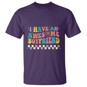 Valentine's Day T Shirt I Have An Awesome Boyfriend Ugly Heart Retro Groovy TS09 Purple Print Your Wear