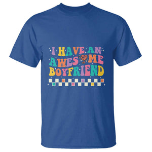 Valentine's Day T Shirt I Have An Awesome Boyfriend Ugly Heart Retro Groovy TS09 Royal Blue Print Your Wear