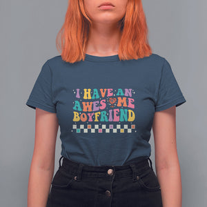 Valentine's Day T Shirt For Women I Have An Awesome Boyfriend Ugly Heart Retro Groovy TS09 Navy Printyourwear