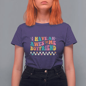 Valentine's Day T Shirt For Women I Have An Awesome Boyfriend Ugly Heart Retro Groovy TS09 Purple Printyourwear