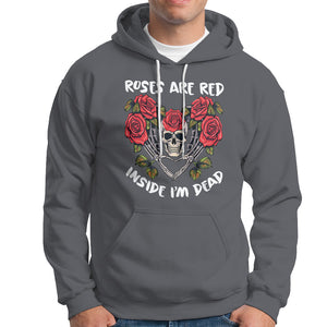 Valentine's Day Hoodie Roses are Red Inside I'm Dead Skeleton Heart Shape TS09 Charcoal Printyourwear