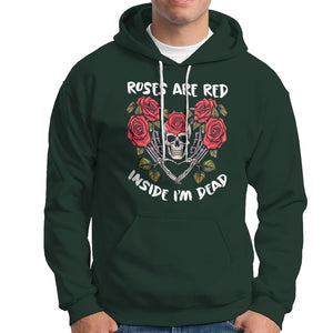 Valentine's Day Hoodie Roses are Red Inside I'm Dead Skeleton Heart Shape TS09 Dark Forest Green Printyourwear