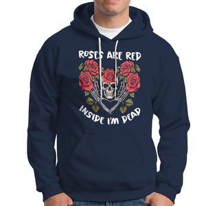 Valentine's Day Hoodie Roses are Red Inside I'm Dead Skeleton Heart Shape TS09 Navy Printyourwear