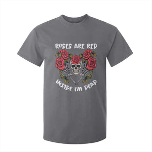 Valentine's Day T Shirt For Kid Roses are Red Inside I'm Dead Skeleton Heart Shape TS09 Charcoal Print Your Wear