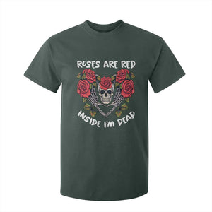 Valentine's Day T Shirt For Kid Roses are Red Inside I'm Dead Skeleton Heart Shape TS09 Dark Forest Green Print Your Wear