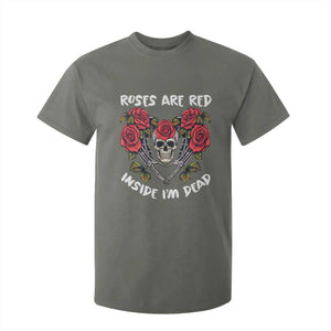 Valentine's Day T Shirt For Kid Roses are Red Inside I'm Dead Skeleton Heart Shape TS09 Military Green Print Your Wear