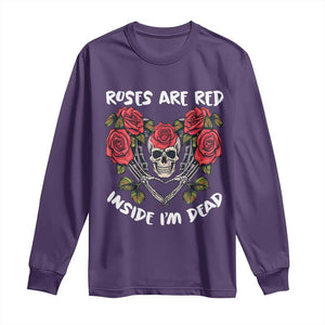 Valentine's Day Long Sleeve Shirt Roses are Red Inside I'm Dead Skeleton Heart Shape TS09 Purple Print Your Wear