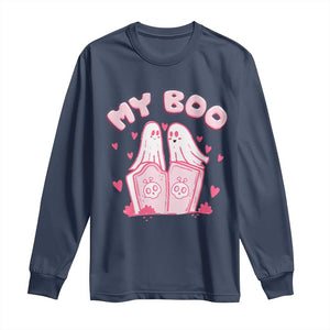 Valentine's Day Long Sleeve Shirt My Boo Cute Lover Couple Ghost TS09 Navy Print Your Wear