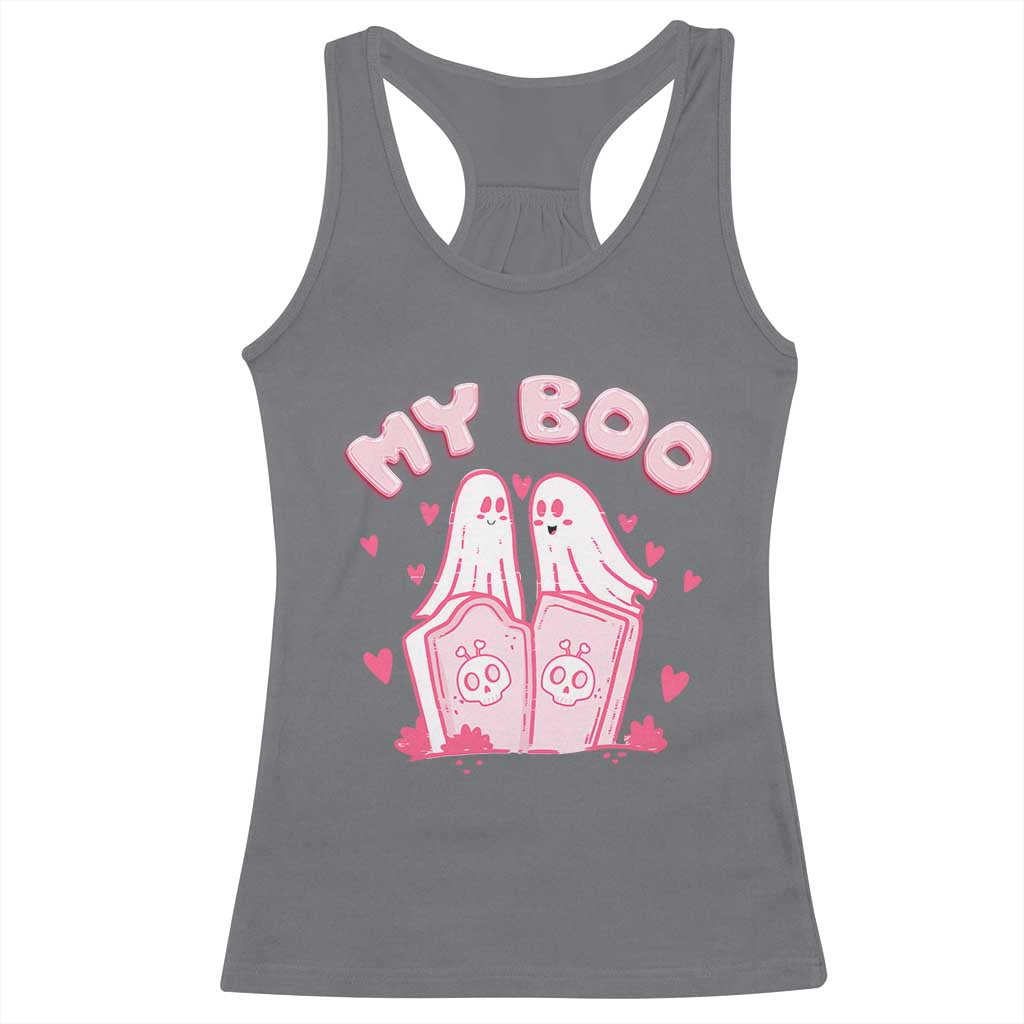 Valentine's Day Racerback Tank Top My Boo Cute Lover Couple Ghost TS09 Charcoal Print Your Wear