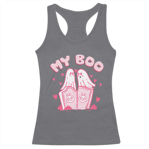 Valentine's Day Racerback Tank Top My Boo Cute Lover Couple Ghost TS09 Charcoal Print Your Wear