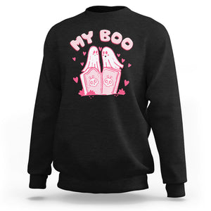 Valentine's Day Sweatshirt My Boo Cute Lover Couple Ghost TS09 Black Printyourwear