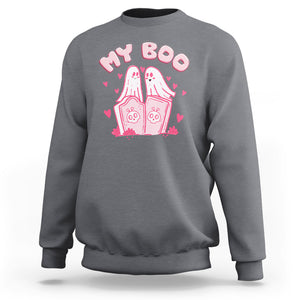 Valentine's Day Sweatshirt My Boo Cute Lover Couple Ghost TS09 Charcoal Printyourwear