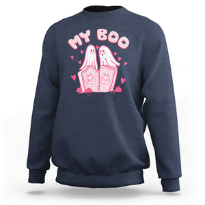 Valentine's Day Sweatshirt My Boo Cute Lover Couple Ghost TS09 Navy Printyourwear