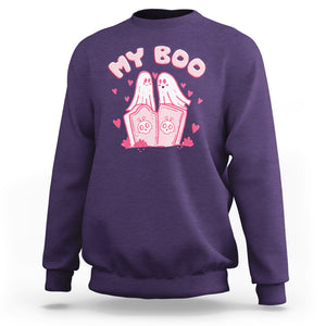 Valentine's Day Sweatshirt My Boo Cute Lover Couple Ghost TS09 Purple Printyourwear