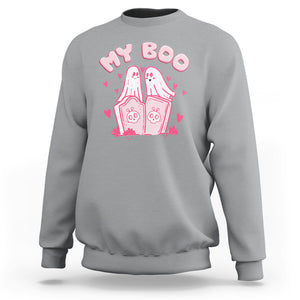 Valentine's Day Sweatshirt My Boo Cute Lover Couple Ghost TS09 Sport Gray Printyourwear