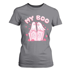 Valentine's Day T Shirt For Women My Boo Cute Lover Couple Ghost TS09 Charcoal Print Your Wear