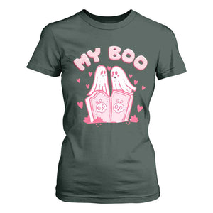 Valentine's Day T Shirt For Women My Boo Cute Lover Couple Ghost TS09 Dark Forest Green Print Your Wear