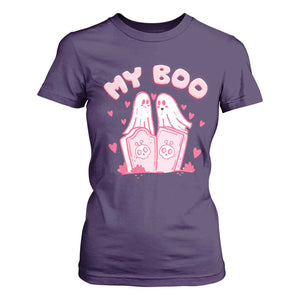 Valentine's Day T Shirt For Women My Boo Cute Lover Couple Ghost TS09 Purple Print Your Wear