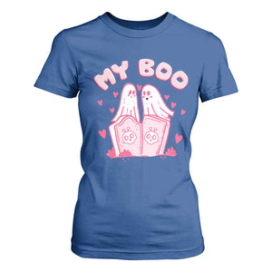 Valentine's Day T Shirt For Women My Boo Cute Lover Couple Ghost TS09 Royal Blue Print Your Wear