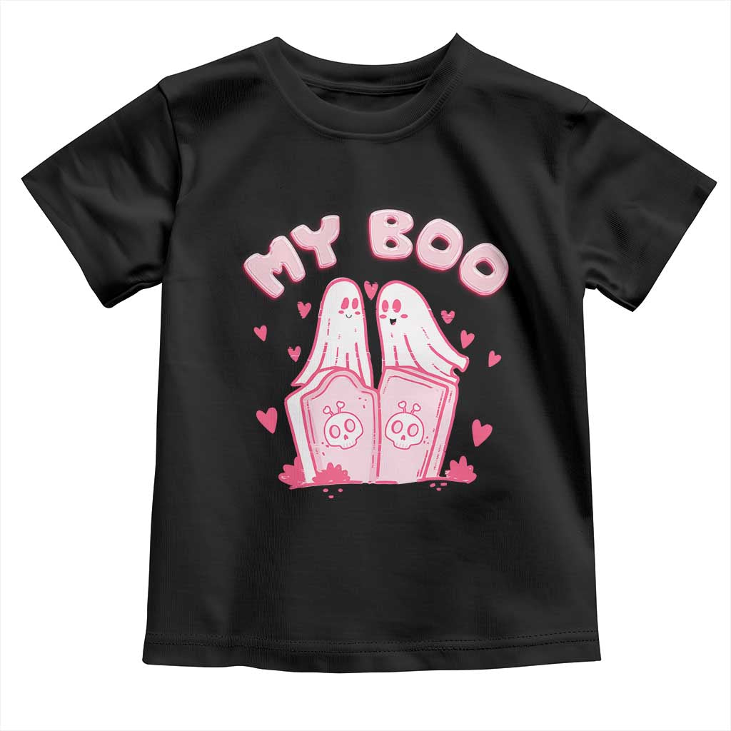 Valentine's Day Toddler T Shirt My Boo Cute Lover Couple Ghost TS09 Black Print Your Wear