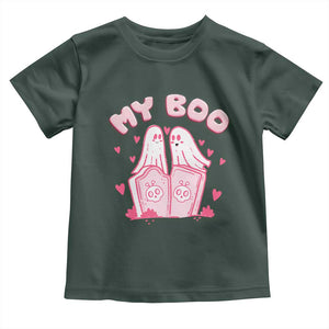 Valentine's Day Toddler T Shirt My Boo Cute Lover Couple Ghost TS09 Dark Forest Green Print Your Wear