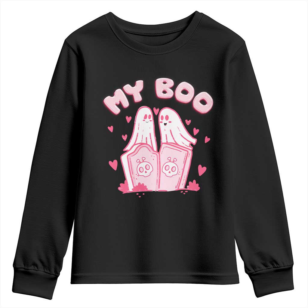 Valentine's Day Youth Sweatshirt My Boo Cute Lover Couple Ghost TS09 Black Print Your Wear