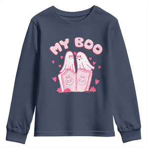 Valentine's Day Youth Sweatshirt My Boo Cute Lover Couple Ghost TS09 Navy Print Your Wear