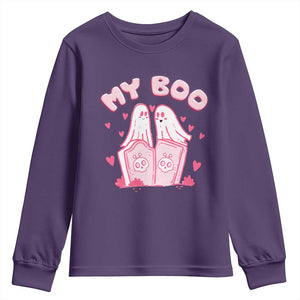 Valentine's Day Youth Sweatshirt My Boo Cute Lover Couple Ghost TS09 Purple Print Your Wear