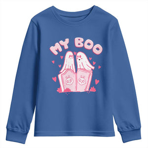 Valentine's Day Youth Sweatshirt My Boo Cute Lover Couple Ghost TS09 Royal Blue Print Your Wear