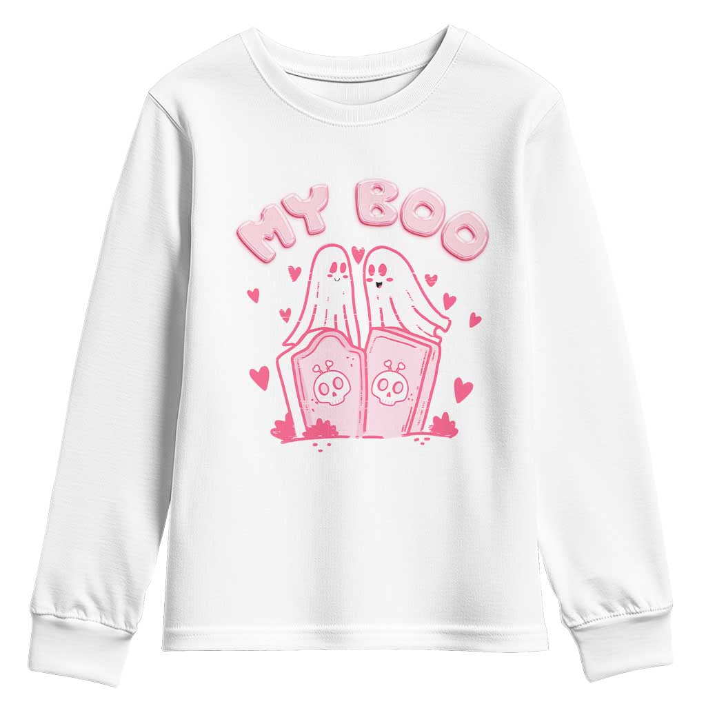 Valentine's Day Youth Sweatshirt My Boo Cute Lover Couple Ghost TS09 White Print Your Wear