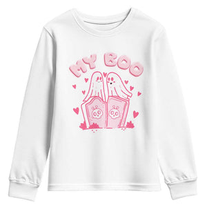 Valentine's Day Youth Sweatshirt My Boo Cute Lover Couple Ghost TS09 White Print Your Wear