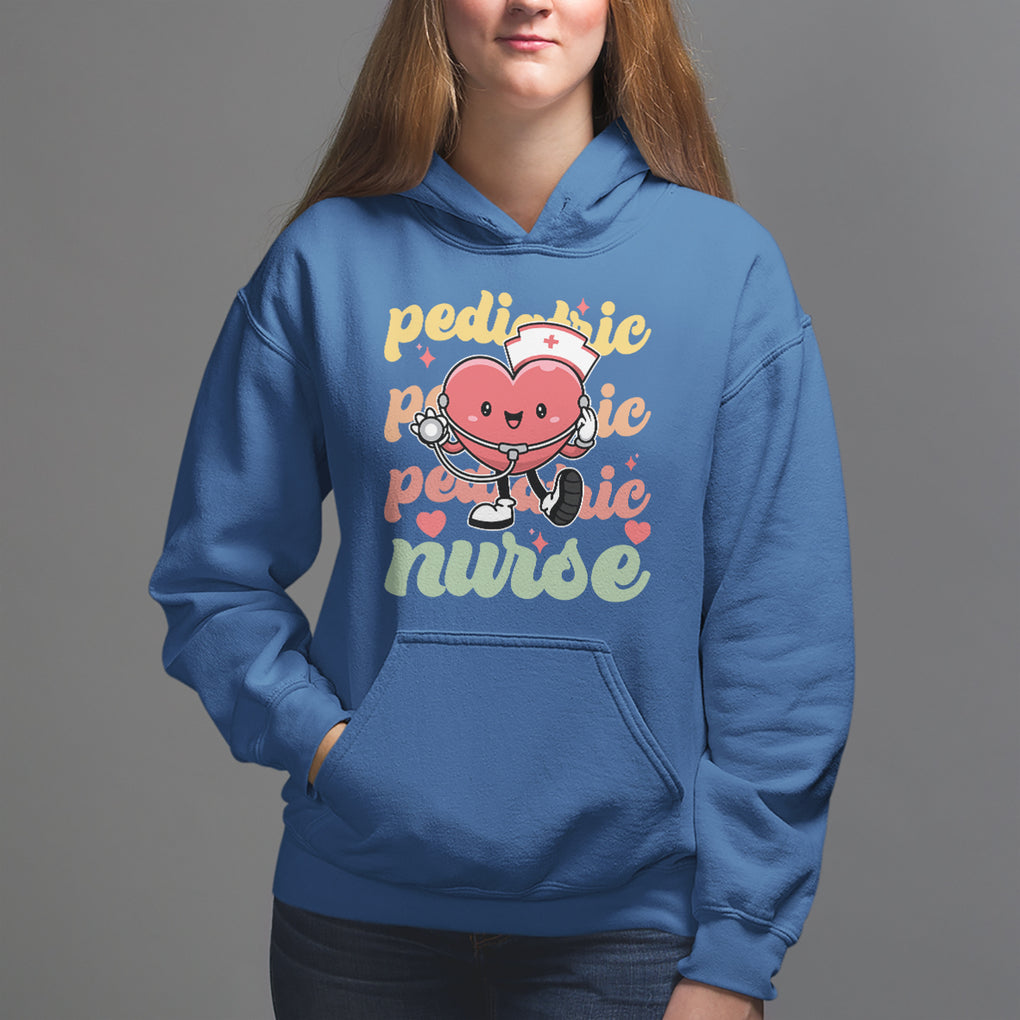 Valentine's Day Hoodie Retro Pediatric Nurse Cute Heart Stethoscope TS09 Royal Blue Printyourwear