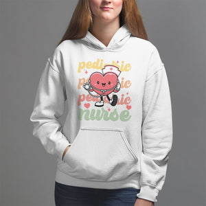 Valentine's Day Hoodie Retro Pediatric Nurse Cute Heart Stethoscope TS09 White Printyourwear