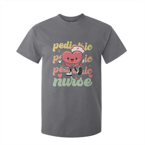 Valentine's Day T Shirt For Kid Retro Pediatric Nurse Cute Heart Stethoscope TS09 Charcoal Print Your Wear